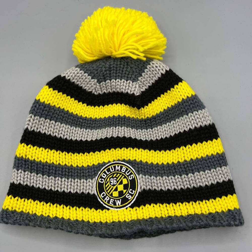 Columbus Crew Hat Men Yellow Black Knitted Adidas Beanie Pom Pom Cap New Adult